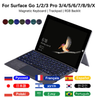 Backlight Bluetooth Keyboard For Microsoft Surface Pro 3 4 5 6 7 8 9 Pro X Go 1 2 3 Keyboard Backlit Trackpad Wireless Teclado