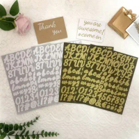 6 Sheets Small 0.12 Inch Alphabet Number Stickers Glitter Alloy