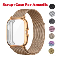2in1 Metal Magnetic Strap+Case Protector For Amazfit GTS 4 3 2 mini Bracelets Amazfit Bip 3 S U Pro Strap Cover Shell bumper