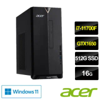【Acer 宏碁】福利品 Aspire TC-1660 i7 八核獨顯電腦(i7-11700F/16G/512G PCIe SSD/GTX1650-4G/Win11)