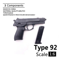 1/6 Scale 4D Type 92 Black Pistol Model Soldier Accessory Weapon Annex Gun Simple Model for 12" Action Figure Collections DIY