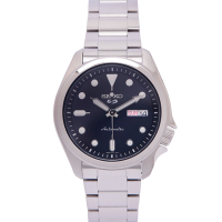 SEIKO  5號機械sport系列4R36不鏽鋼錶帶款手錶(SRPE55K1)-黑面x銀色/40mm