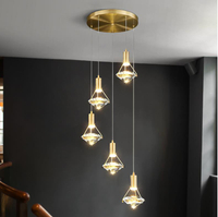 全銅臥室床頭小吊燈現代餐廳吧臺北歐個性創意輕奢樓梯水晶吊線燈