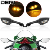 Amber Turn Light Side Adjust Rearview Mirrors For Kawasaki Ninja ZX-10R ZX10R ZX 10R 2011 2012 2013 2014 2015 Directional Lamp