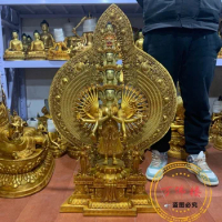 Thousand-Hand Kwan-Yin Pure Copper Seiko Master Open Face Gilding Craft Household Tibetan Buddha Statue