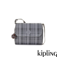 【KIPLING官方旗艦館】輕灰蘇格蘭紋翻蓋側背包-MELILLO
