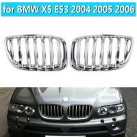 1Pair Chrome Front Hood Kidney Grills Grille Front Bumper Grille Car Styling for BMW X5 E53 2004 2005 2006