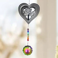 3D Rotating Love Heart Openwork Tree of Life Rainbow Mandala Glass Crystal Pendant Laser Prism Aurora Sun Catcher Garden Hanging