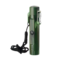 【求生必備】USB三合一迷彩電弧脈衝打火機(手電筒 指南針 防風防水 充電 電子點火器 露營 戰略)
