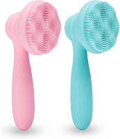 2 PC Silicone Facial Cleansing Brush Facial Scrubber Manual Exfoliating Facial Brush Face Cleanser F