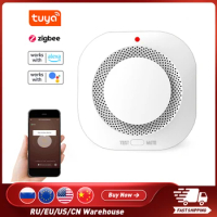 Tuya Zigbee Intelligent Wireless Smoke Detection Device 360 ° Induction Home Smoke Alert Detector Sound Light Alarm