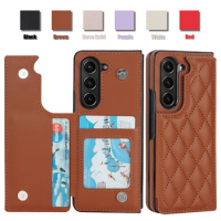 Wallet Small Fragrance Button Flip Leather Cover For Samsung Galaxy Z Fold5 4 3 Huawei P50 Pocket Vivo X Fold2 Huawei Mate X3