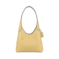 COACH Brooklyn 28燙印英文金字LOGO天然皮革吸釦單肩手提包(米)