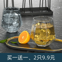 日式錘紋金邊耐熱玻璃杯透明水杯子網紅款ins風家用女果汁飲料杯