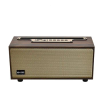 XM-505 Retro Wooden Bluetooth Wireless Home Subwoofer Portable FM Radio Mobile Phone Stand Speaker