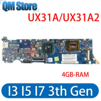 UX31A Mainboard For ASUS Zenbook UX31A2 Laptop Motherboard I3 I5 I7 3th Gen 4GB-RAM Notebook MAIN BOARD REV:4.1
