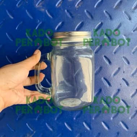 Gelas Toples Tutup Warna- Gelas Kaca Unik -Gelas Kaca Restoran Unik GELAS JAR / GELAS TOPLES