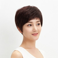 整頂假髮真髮短假髮-自然舒適微捲俐落女假髮73uu34【獨家進口】【米蘭精品】