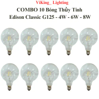 COMBO 10 Bóng Đèn Led Edison G125 4W 6W 8W Bóng Đèn Thủy Tinh Giả Sợi Đốt Tiết Kiệm Điện Vàng Nắng 3