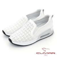 【CUMAR】透氣沖孔厚底台氣墊休閒鞋-白