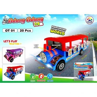 Mainan Odong Odong Anak Lampu Musik – Mobil Kereta Tarik biru - merah