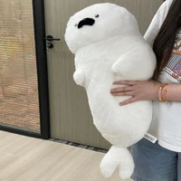可愛海豹玩偶公仔睡覺抱枕超軟海獺毛絨玩具床上抱睡送女生日禮物海豹白色50釐米【超軟雲朵般手感】