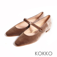 KOKKO輕奢絲絨感質感滾邊設計柔軟瑪莉珍鞋深咖色