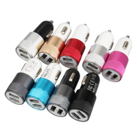 200pcs Portable Dual USB Car Charger for Mobile Phone Tablet GPS 2A Fast Charger Car Phone Charge Adapter for Samsung S10 Note 9