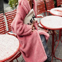 Loose Big Size Pink Long Teddy Bear Coat Fur Coat New Lapel Long Sleeve Women Jacket Winter Clothes Women 2022 Fashion Coats