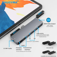 ZHUOYMA Applicable to iPad pro USB3.1 multi-function Docking station Type-C to HDMI seven in one HUB hub