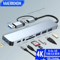 USB C Docking Station 4K30Hz Type C HUB USB C Splitter Laptop Adapter For Macbook Air M1iPad Pro RJ45 PC Accessories USB 3.0 HUB