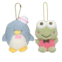 【小禮堂】母親節禮物 Sanrio 三麗鷗 絨毛玩偶吊飾 - 復古系列 山姆企鵝 大眼蛙(平輸品)