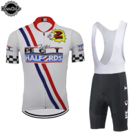 Retro cycling jersey set men short sleeve Cycling clothing bicycle wear jersey set bib shorts 9D Gel Pad mtb ciclismo DOWNORUP