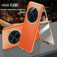 Case For VIVO X100 Pro Luxury Leather Flip Reversible Phone Case For VIVO X100 X90 Pro Plus Shockproof Bumper HD Protective Film
