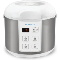 Buffalo Classic Rice Cooker with Clad Stainless Steel Inner Pot (10 cups) - Electric Rice Cooker for White/Brown Rice