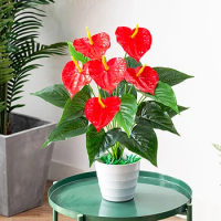 Artificial Monstera Leaves Home Plastic Flowers Palm Fronds Fake Anthurium Greenery Tree Big Herb Plant For Garden Outdoor Decor