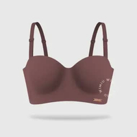 Wimiu BH Bra Seamless Premium Push Up Bra Kawat Bra Kemben cup C D Seamless Wired Bra 100265 Brown 5