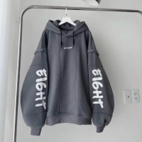 Áo khoác hoodie EIGHT phom rộng tay phối vải nỉ lót bông cotton - Biwa SK Shop