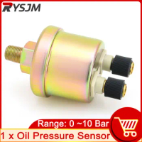 Oil Press Gauge Sensor 0 ~10 Bars 1/8NPT Oil Pressure Sensor Diesel Generator Parts 10mm with Alarm Warning for Train Truck Boat