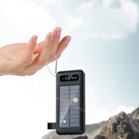 New Portable Mini Solar Power Bank with LED Light 80000mAh Ultra Large Capacity Type-C with Shared Detachable Charging Cable