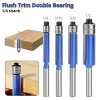Set Mata Trimmer profil kayu Double Bearing flush trim bit 6,35 mm 1 set