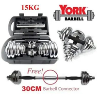 Dumbell York Set Chrome 15KG Dumbell York 15KG Dumbell Set York 15KG Barbel Set