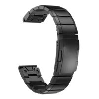 For Garmin Fenix 6 Smart Sports Watch Fenix 5/5S/5X Metal Stainless Steel Bracelet Strap Watch Band 22Mm-Black