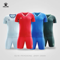 KELME Custom Football Uniform Men's Soccer Jerseys Tracksuit Sportswear Short Sleeves Jersey Shorts Soccer Suit 8451ZB1246