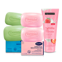 【Dermisa】櫻花煥白淡斑皂2入+超級保濕淡斑皂2入再贈草莓牛奶去角質霜(淡斑 美白 保濕 玻尿酸 去角質)