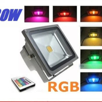 10W 20W 30W 50W RGB LED Outdoor Flood Light Waterproof Multicolor + 24key IR Remote AC 85-265V