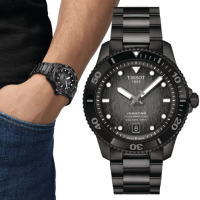 【TISSOT 天梭 官方授權】Seastar 1000海星300米潛水錶 機械錶 中性錶-40mm 情人節 禮物(T1208073305100)