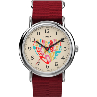 TIMEX 天美時 x Coca-Cola 限量聯名系列可口可樂愛心款手錶-米x紅/38mm