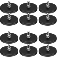 Rubber Coated Magnets,22LBS Neodymium Magnet Base with M6 Threaded Magnet with Bolts and Nuts,Strong Magnets Hold 12PCS