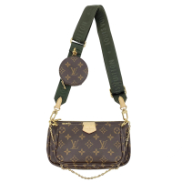 【Louis Vuitton 路易威登】M44813 限量MULTI POCHETTE ACCESSOIRES系列寬背帶五合一斜背包(綠色)